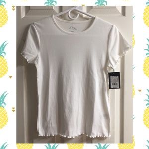 NWT Girl Art Class White Lettuce Edge Tee XL 14 16